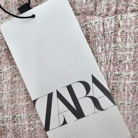 Zara Pink w/ Metallic Threads Tweed  Cropped Tank Top Womens Size Small - Picture 8 of 16